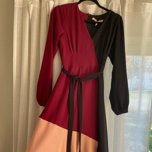 Anthropologie color block midi wrap